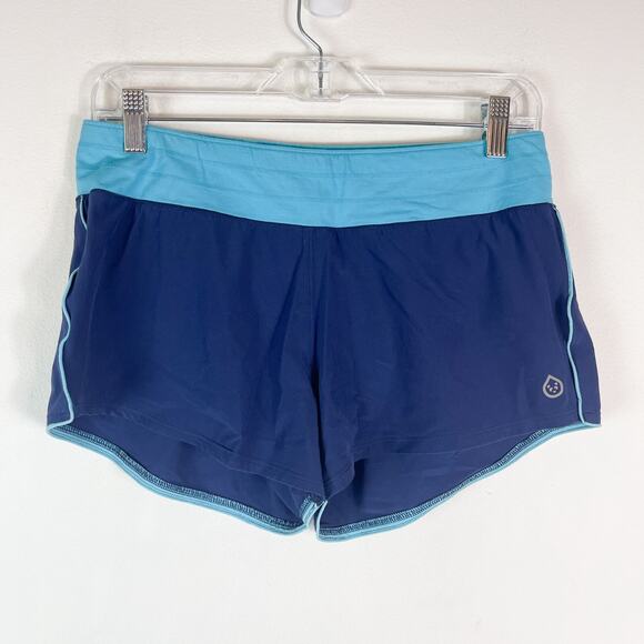 TASC Women's Athletic Running Shorts Navy Blue Teal Trim Size S - Picture 1 of 3